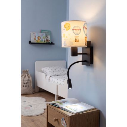 Brilagi - LED Dětská flexibilní nástěnná lampa BOBO 1xE27/25W/230V + LED/3W černá/bílá/zvířátka