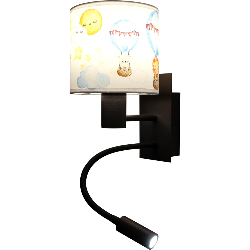 Brilagi - LED Dětská flexibilní nástěnná lampa BOBO 1xE27/25W/230V + LED/3W černá/bílá/zvířátka