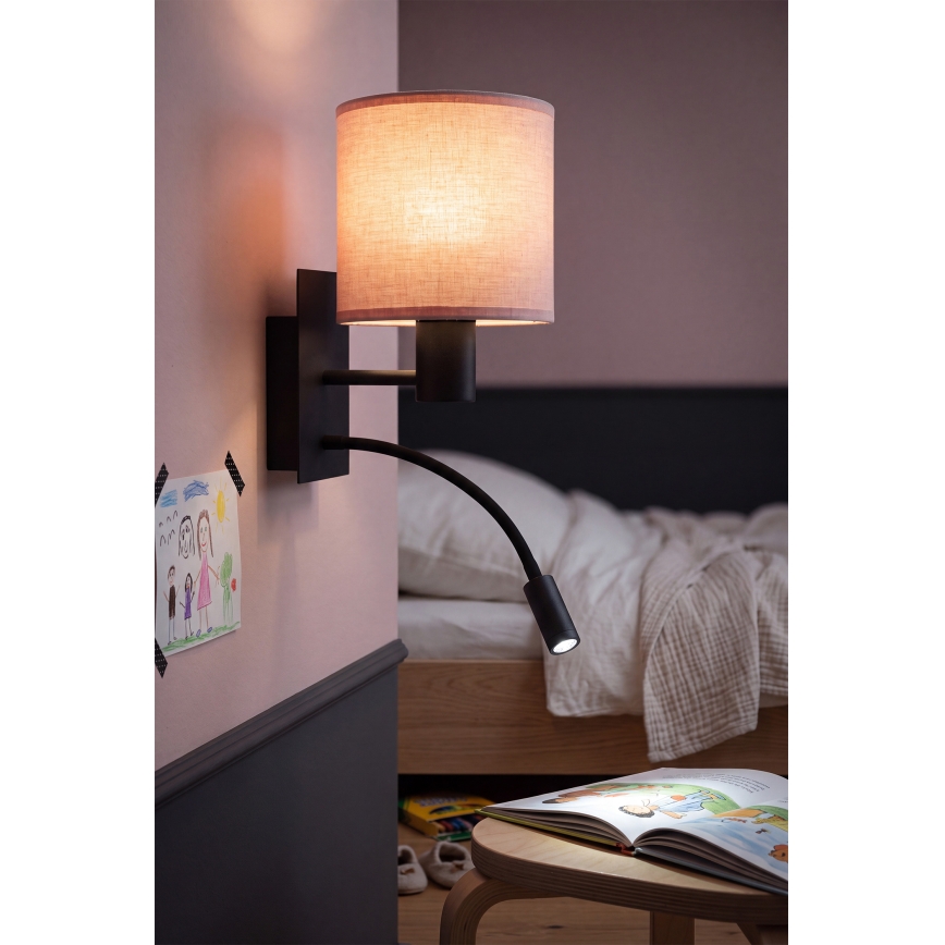 Brilagi - LED Flexibilní nástěnná lampa BOBO 1xE27/25W/230V + LED/3W černá/růžová