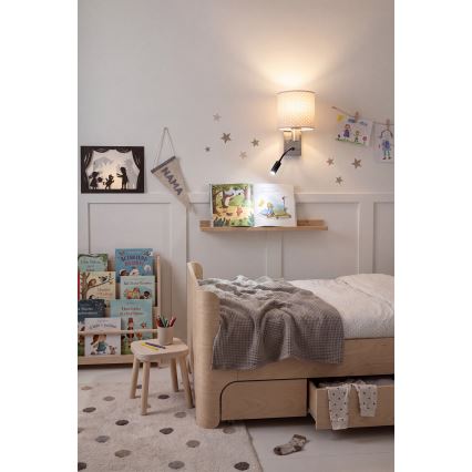 Brilagi - LED Flexibilní nástěnná lampa BOBO 1xE27/25W/230V + LED/3W matný chrom/béžová/puntíky
