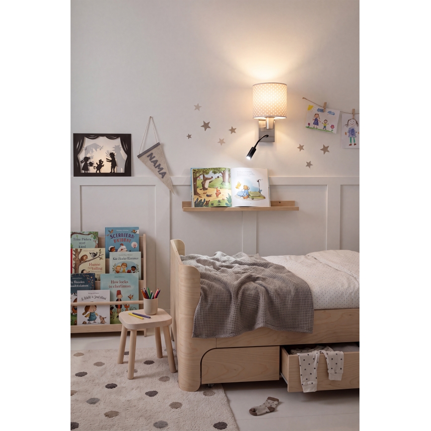 Brilagi - LED Flexibilní nástěnná lampa BOBO 1xE27/25W/230V + LED/3W matný chrom/béžová/puntíky