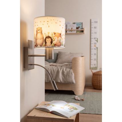 Brilagi - LED Dětská flexibilní nástěnná lampa BOBO 1xE27/25W/230V + LED/3W matný chrom/bílá/zvířátka