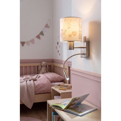 Brilagi - LED Dětská flexibilní nástěnná lampa BOBO 1xE27/25W/230V + LED/3W matný chrom/krémová/králíčci