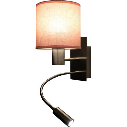 Brilagi - LED Flexibilní nástěnná lampa BOBO 1xE27/25W/230V + LED/3W matný chrom/růžová