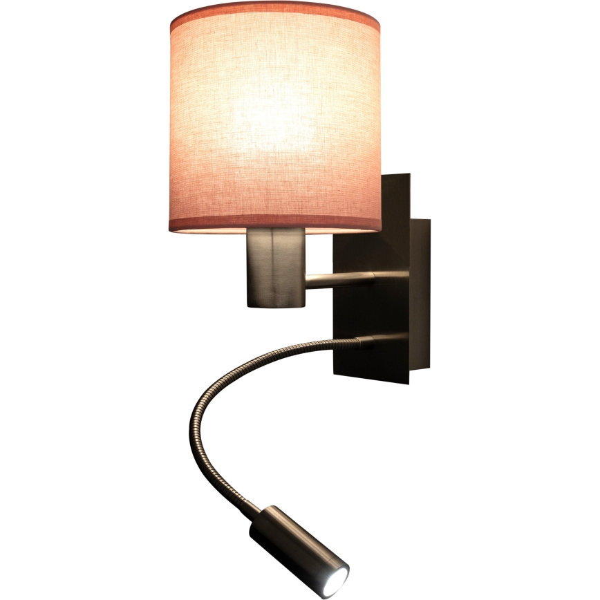 Brilagi - LED Flexibilní nástěnná lampa BOBO 1xE27/25W/230V + LED/3W matný chrom/růžová