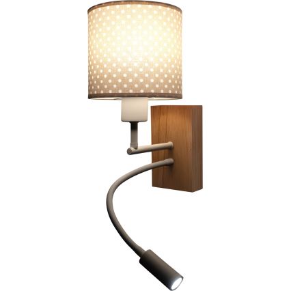 Brilagi - LED Dětská flexibilní nástěnná lampa BOBO WOOD 1xE27/25W/230V + LED/3W dub/bílá/béžová/puntíky