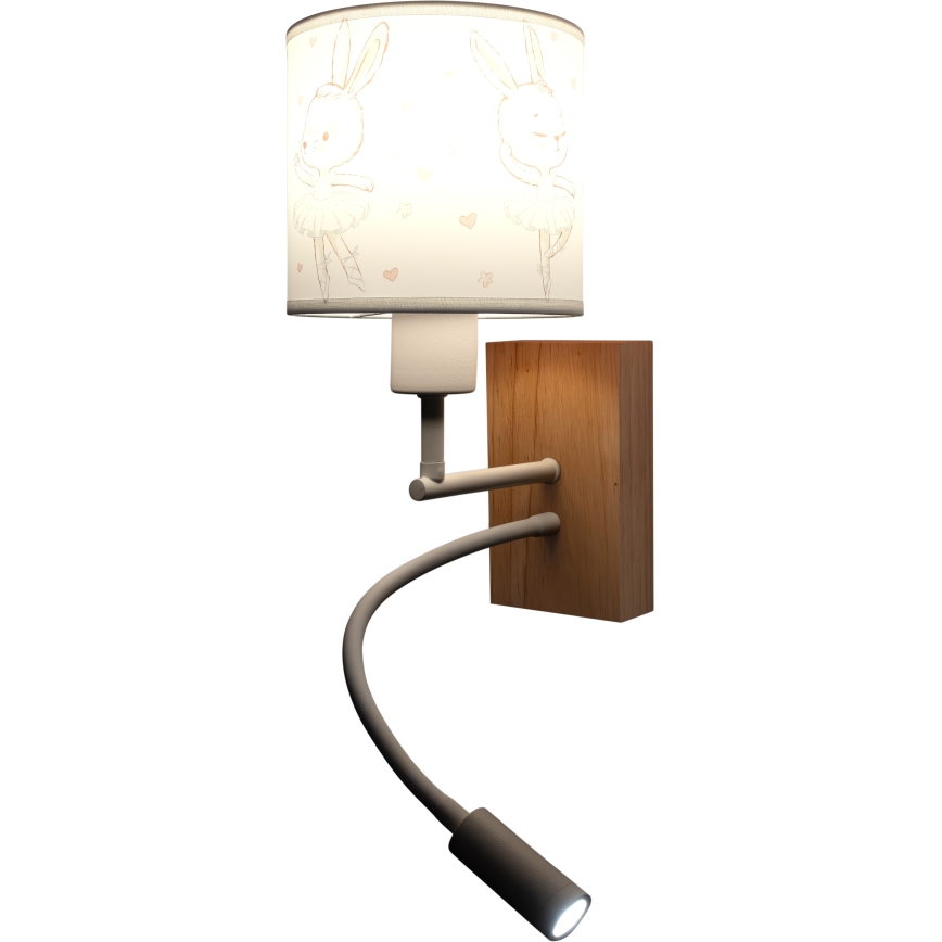 Brilagi - LED Dětská flexibilní nástěnná lampa BOBO WOOD 1xE27/25W/230V + LED/3W dub/bílá/králíčci