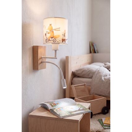Brilagi - LED Dětská flexibilní nástěnná lampa BOBO WOOD 1xE27/25W/230V + LED/3W dub/bílá/zvířátka