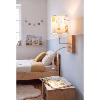 Brilagi - LED Dětská flexibilní nástěnná lampa BOBO WOOD 1xE27/25W/230V + LED/3W dub/bílá/zvířátka