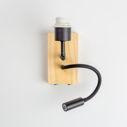 BRILAGI - LED Dětská flexibilní nástěnná lampa BOBO WOOD 1xE27/25W/230V + LED/3W dub/černá/bílá/modrá/medvídci
