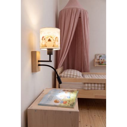 Brilagi - LED Dětská flexibilní nástěnná lampa BOBO WOOD 1xE27/25W/230V + LED/3W dub/černá/bílá/růžová/víly