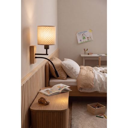 Brilagi - LED Dětská flexibilní nástěnná lampa BOBO WOOD 1xE27/25W/230V + LED/3W dub/černá/béžová/puntíky