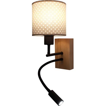 Brilagi - LED Dětská flexibilní nástěnná lampa BOBO WOOD 1xE27/25W/230V + LED/3W dub/černá/béžová/puntíky