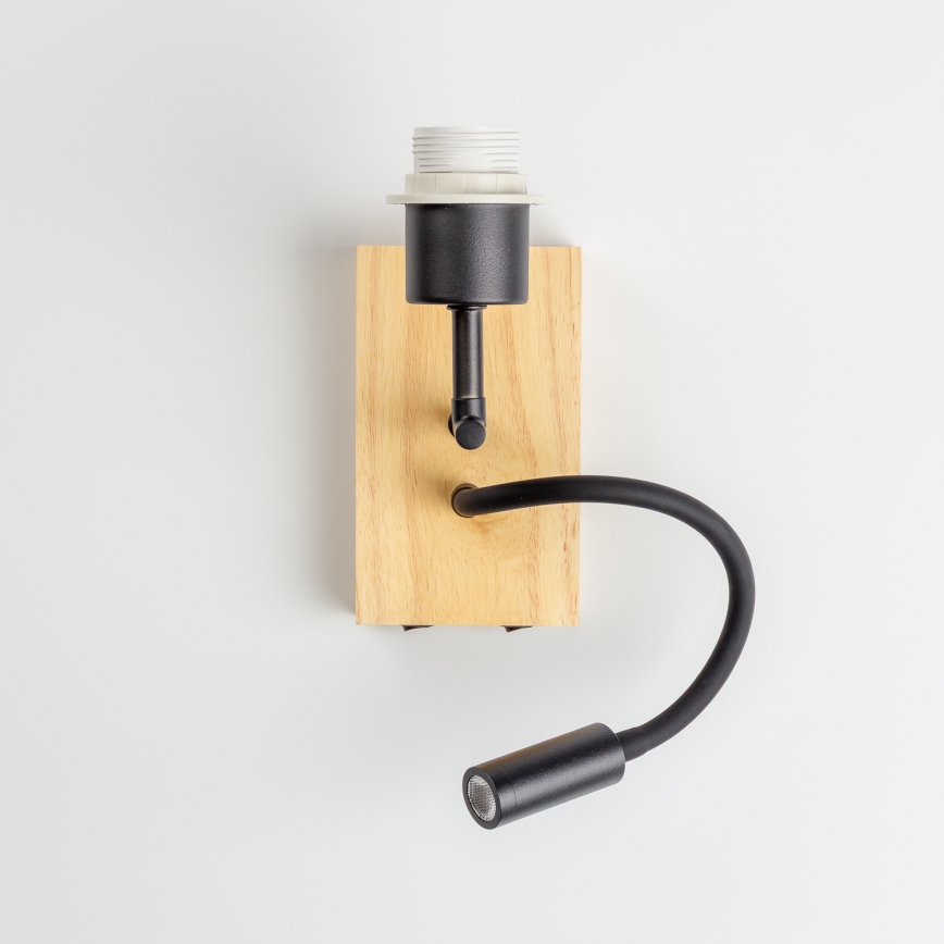 BRILAGI - LED Flexibilní nástěnná lampa BOBO WOOD 1xE27/25W/230V + LED/3W dub/černá/růžová