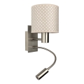 Brilagi - LED Flexibilní nástěnná lampa BOBO 1xE27/25W/230V + LED/3W matný chrom/béžová/puntíky