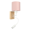 Brilagi - LED Flexibilní nástěnná lampa BOBO WOOD 1xE27/25W/230V + LED/3W dub/bílá/růžová