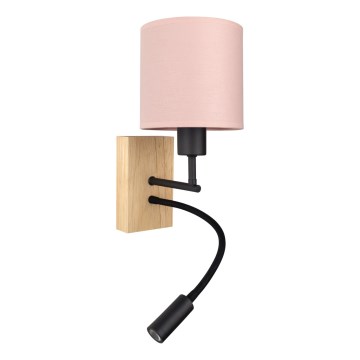Brilagi - LED Flexibilní nástěnná lampa BOBO WOOD 1xE27/25W/230V + LED/3W dub/černá/růžová