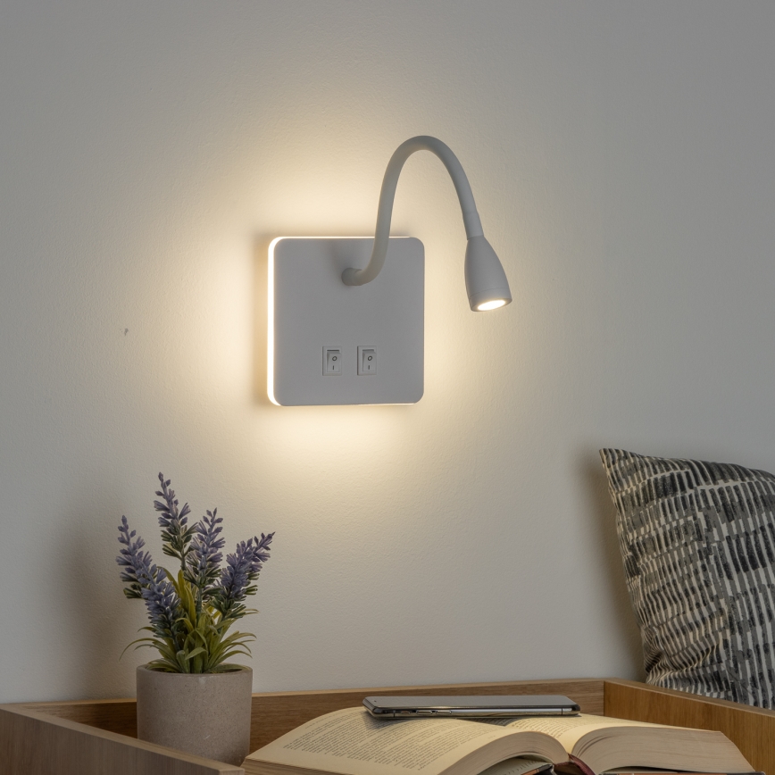 Brilagi - LED Flexibilní nástěnná lampa MAYA Double LED/4W/230V + LED/3W bílá