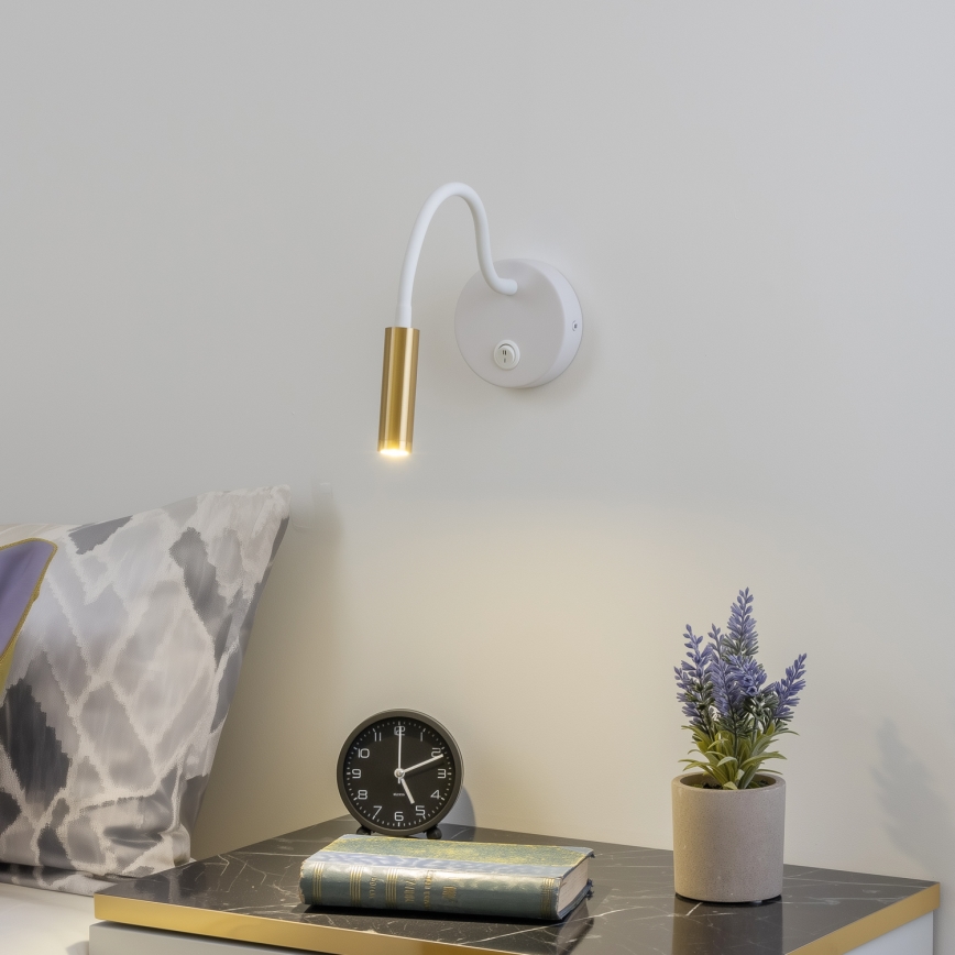 Brilagi - LED Flexibilní nástěnná lampa MAYA LED/3W/230V 4000K bílá/zlatá