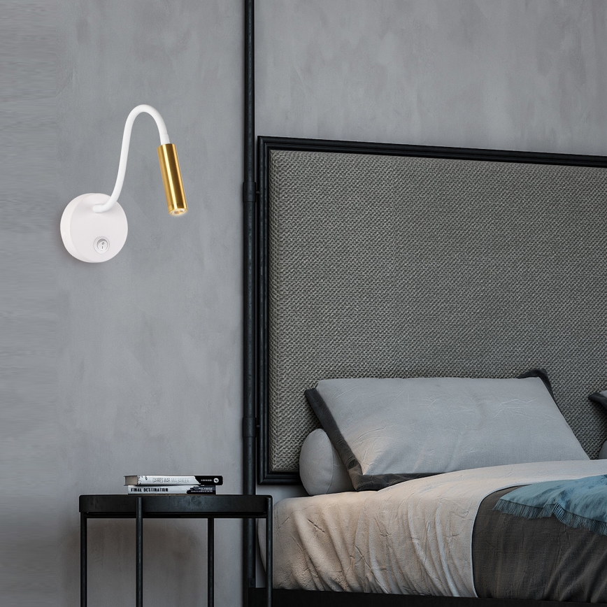 Brilagi - LED Flexibilní nástěnná lampa MAYA LED/3W/230V 4000K bílá/zlatá