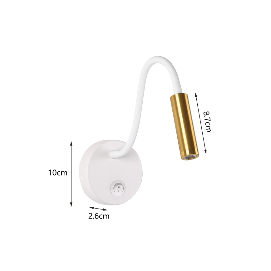 Brilagi - LED Flexibilní nástěnná lampa MAYA LED/3W/230V 4000K bílá/zlatá