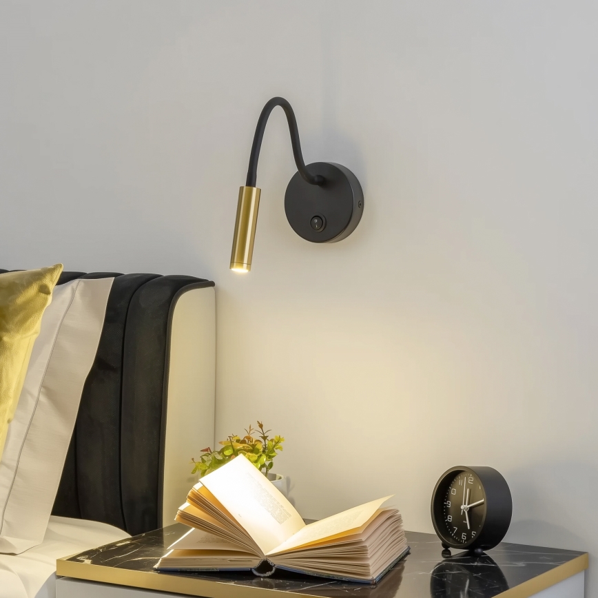 Brilagi - LED Flexibilní nástěnná lampa MAYA LED/3W/230V 4000K černá/zlatá