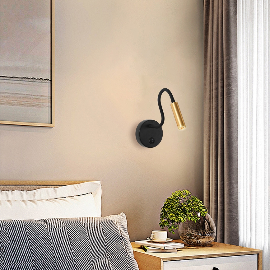 Brilagi - LED Flexibilní nástěnná lampa MAYA LED/3W/230V 4000K černá/zlatá