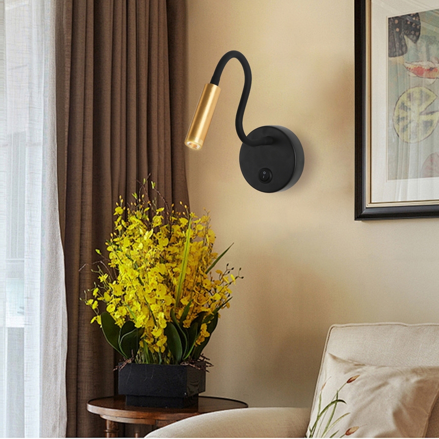Brilagi - LED Flexibilní nástěnná lampa MAYA LED/3W/230V 4000K černá/zlatá