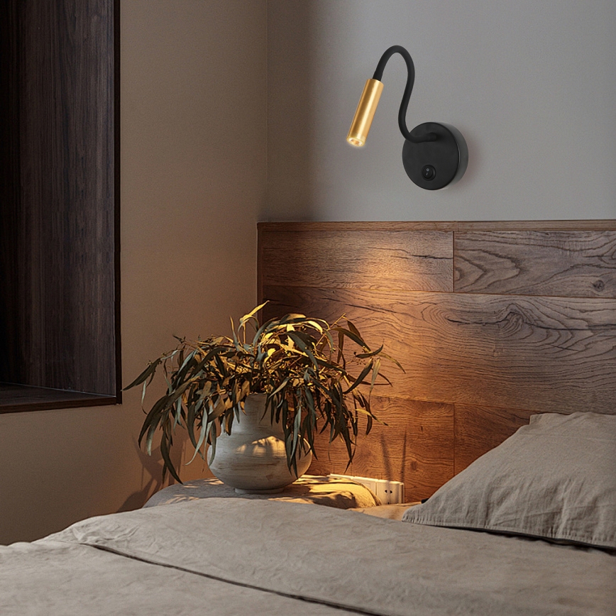 Brilagi - LED Flexibilní nástěnná lampa MAYA LED/3W/230V 4000K černá/zlatá