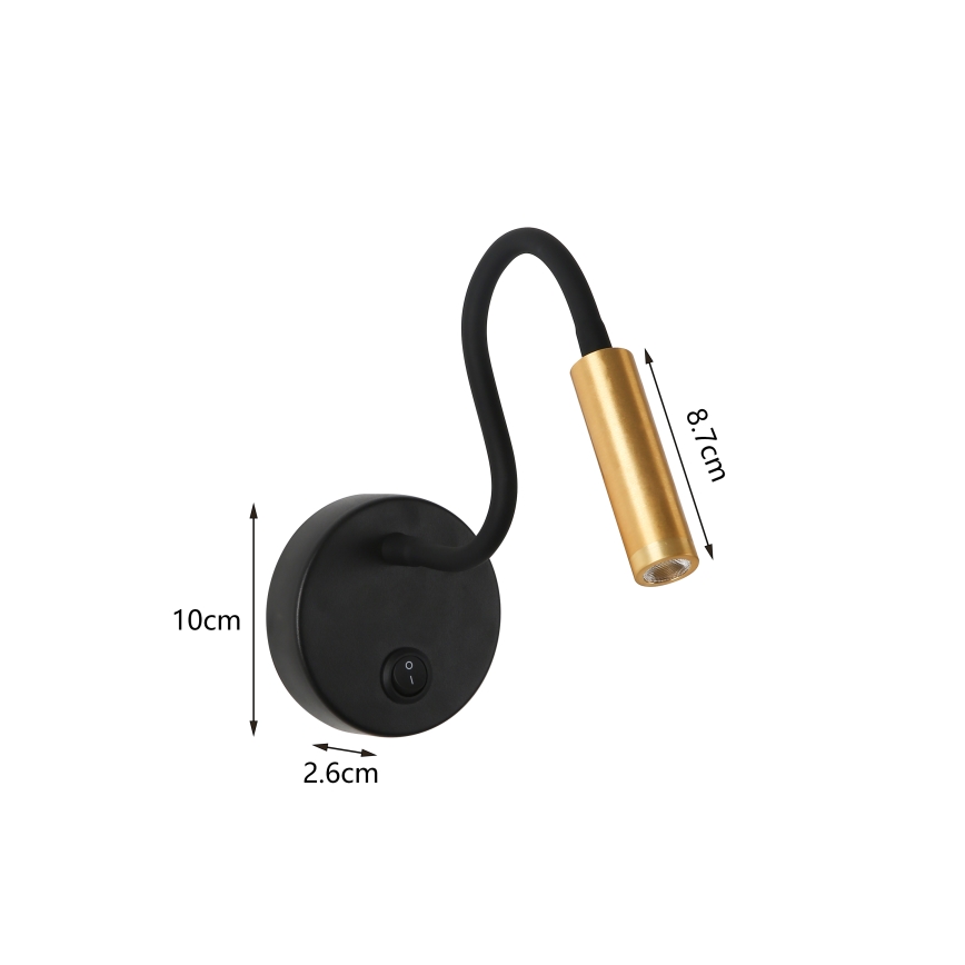 Brilagi - LED Flexibilní nástěnná lampa MAYA LED/3W/230V 4000K černá/zlatá