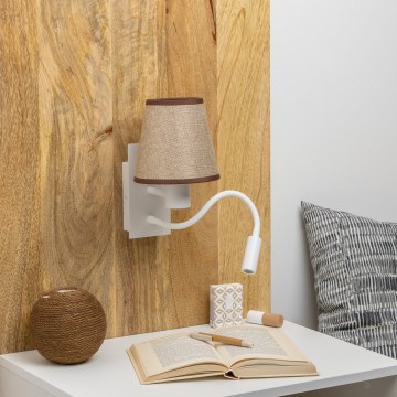 Brilagi - LED Flexibilní nástěnná lampa NUBILA 1xE27/25W/230V + LED/3W bílá/hnědá
