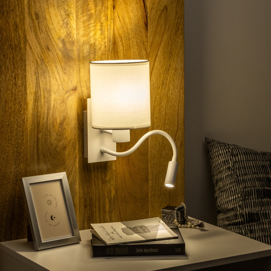 Brilagi - LED Flexibilní nástěnná lampa NUBILA 1xE27/25W/230V + LED/3W bílá