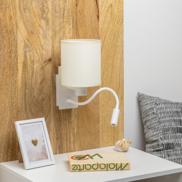 Brilagi - LED Flexibilní nástěnná lampa NUBILA 1xE27/25W/230V + LED/3W bílá/krémová