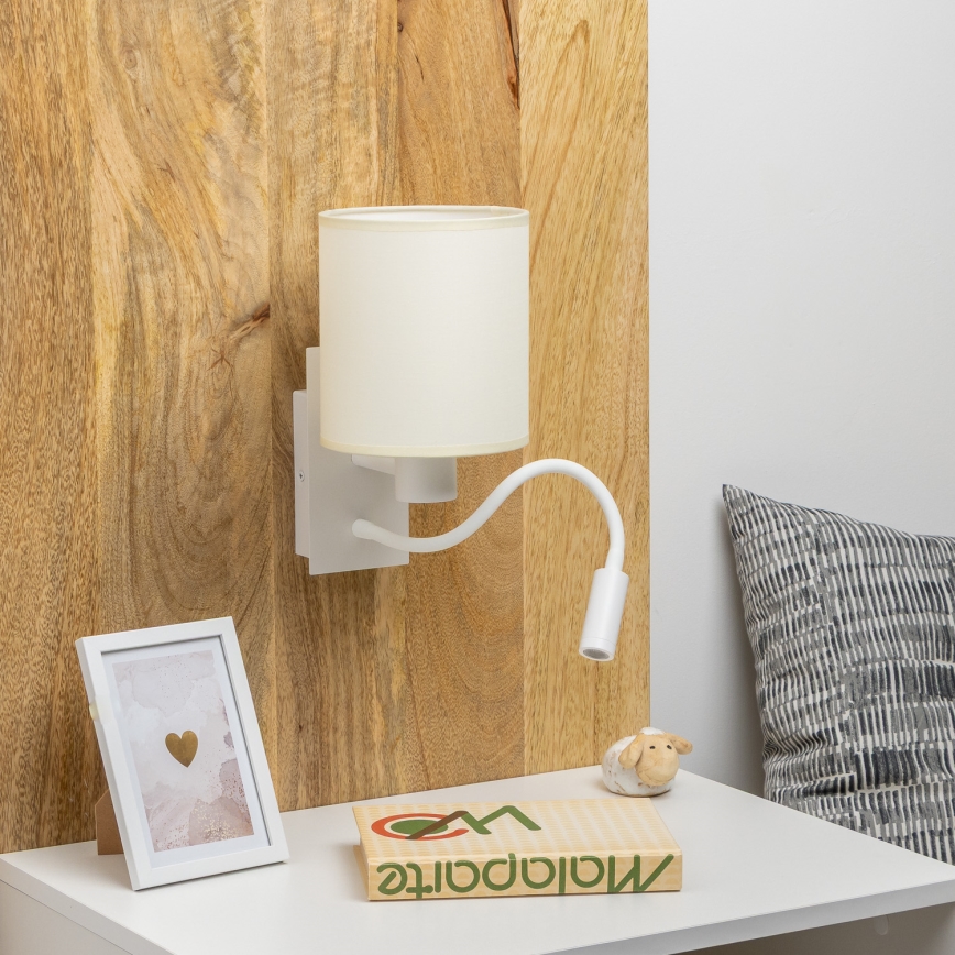 Brilagi - LED Flexibilní nástěnná lampa NUBILA 1xE27/25W/230V + LED/3W bílá/krémová