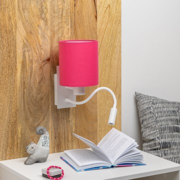Brilagi - LED Flexibilní nástěnná lampa NUBILA 1xE27/25W/230V + LED/3W bílá/růžová
