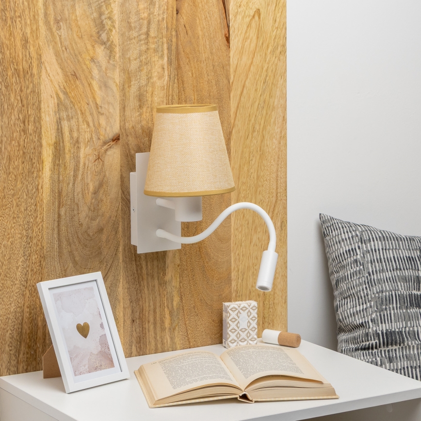 Brilagi - LED Flexibilní nástěnná lampa NUBILA 1xE27/25W/230V + LED/3W bílá/světle hnědá