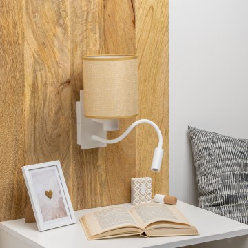Brilagi - LED Flexibilní nástěnná lampa NUBILA 1xE27/25W/230V + LED/3W bílá/světle hnědá