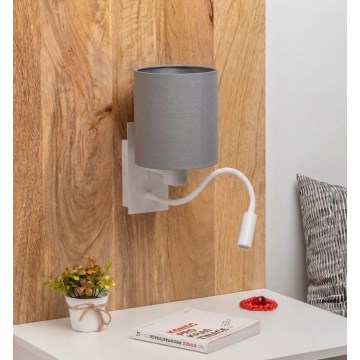 Brilagi - LED Flexibilní nástěnná lampa NUBILA 1xE27/25W/230V + LED/3W bílá/světle šedá