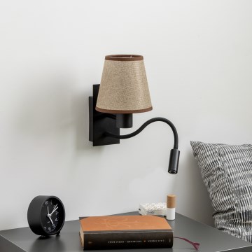 Brilagi - LED Flexibilní nástěnná lampa NUBILA 1xE27/25W/230V + LED/3W černá/hnědá