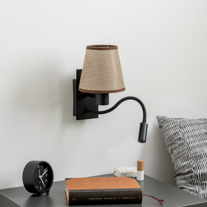 Brilagi - LED Flexibilní nástěnná lampa NUBILA 1xE27/25W/230V + LED/3W černá/hnědá