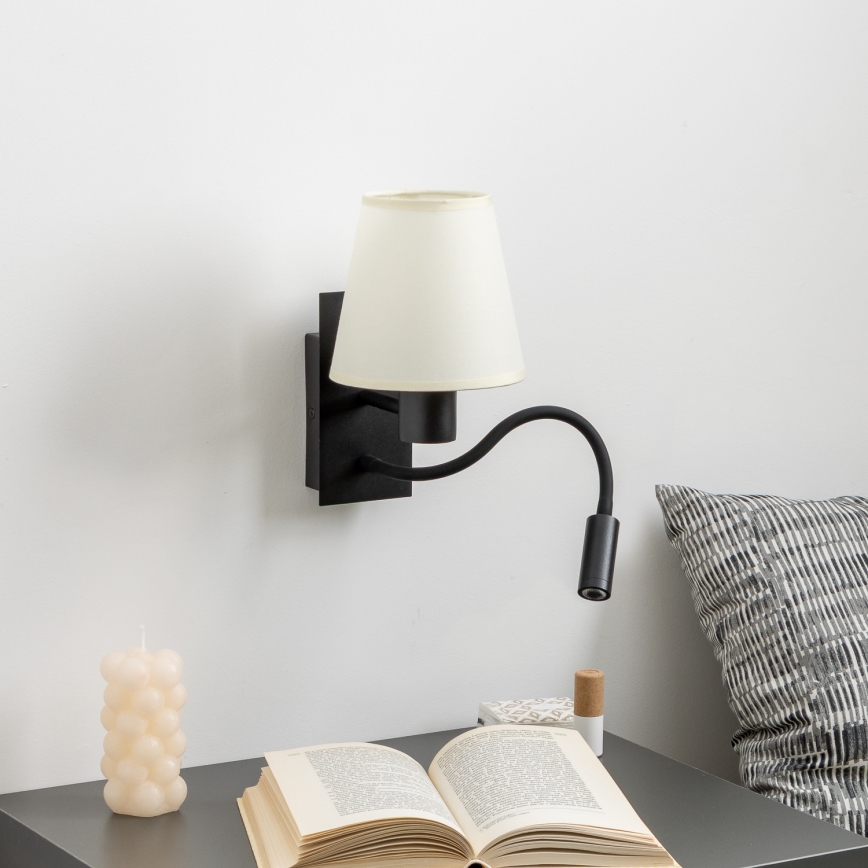 Brilagi - LED Flexibilní nástěnná lampa NUBILA 1xE27/25W/230V + LED/3W černá/krémová