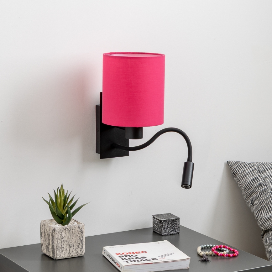 Brilagi - LED Flexibilní nástěnná lampa NUBILA 1xE27/25W/230V + LED/3W černá/růžová