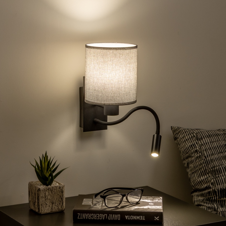 Brilagi - LED Flexibilní nástěnná lampa NUBILA 1xE27/25W/230V + LED/3W černá/šedá