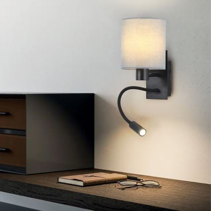 Brilagi - LED Flexibilní nástěnná lampa NUBILA 1xE27/25W/230V + LED/3W černá/šedá