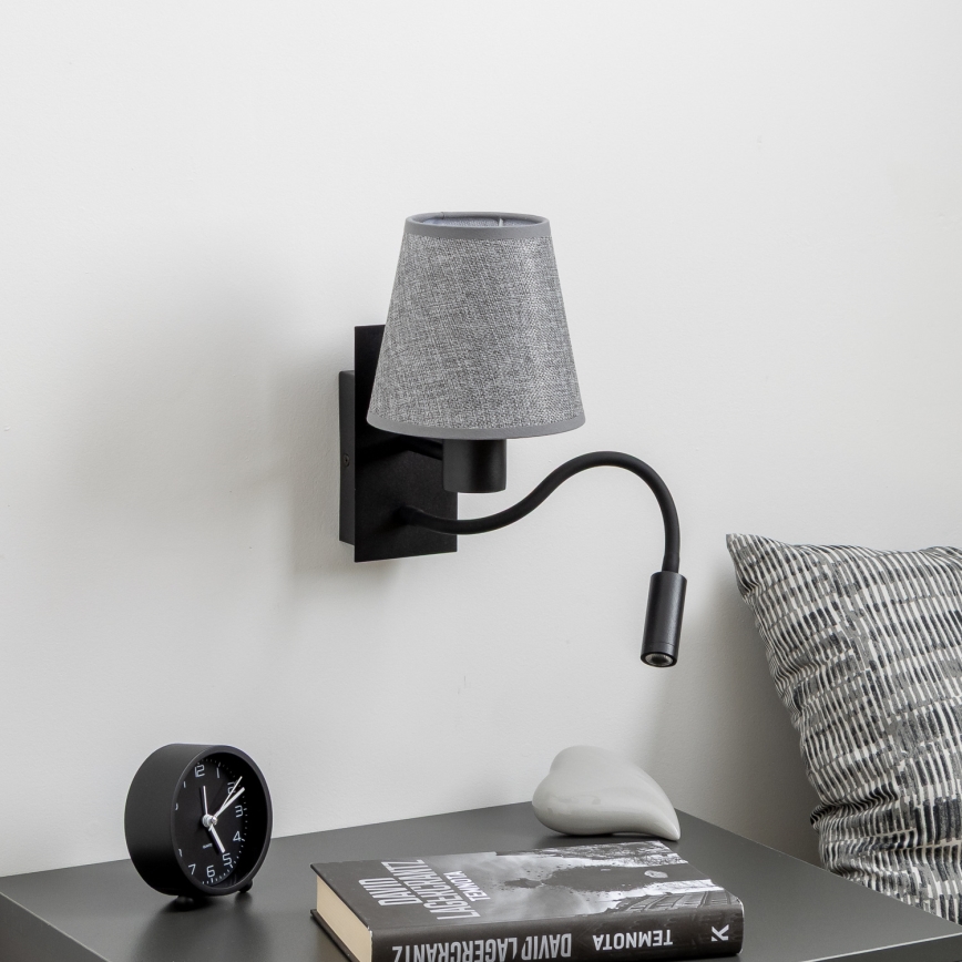 Brilagi - LED Flexibilní nástěnná lampa NUBILA 1xE27/25W/230V + LED/3W černá/šedá