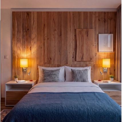 Brilagi - LED Flexibilní nástěnná lampa NUBILA 1xE27/25W/230V + LED/3W matný chrom/žlutá