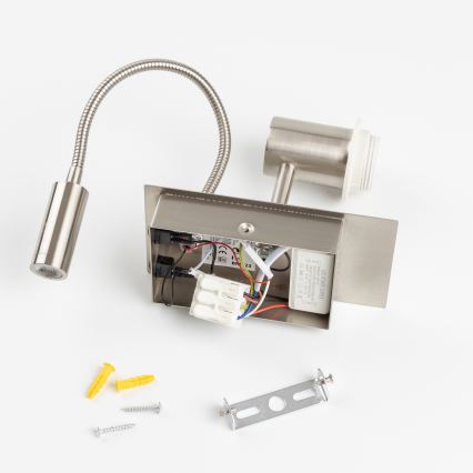 Brilagi - LED Flexibilní nástěnná lampa NUBILA 1xE27/25W/230V + LED/3W matný chrom/žlutá