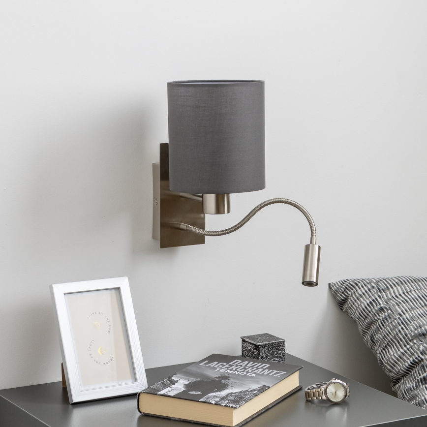 Brilagi - LED Flexibilní nástěnná lampa NUBILA 1xE27/25W/230V + LED/3W matný chrom/antracit