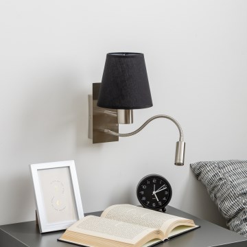Brilagi - LED Flexibilní nástěnná lampa NUBILA 1xE27/25W/230V + LED/3W matný chrom/černá