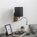 Brilagi - LED Flexibilní nástěnná lampa NUBILA 1xE27/25W/230V + LED/3W matný chrom/černá